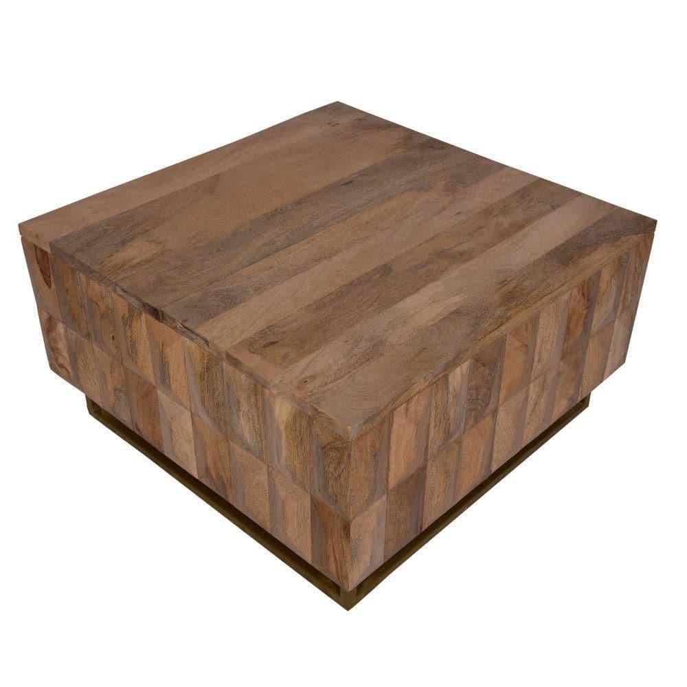 The Urban Port 33" Lift Top Storage Trunk Coffee Table Square Mango Wood Natural Brown
