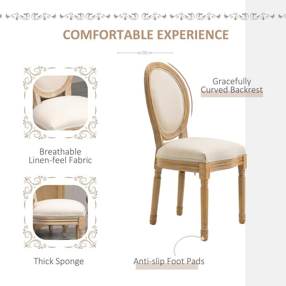 HOMCOM French-Style Upholstered Dining Chairs Set of 2, Armless Accent Side Chairs with Upholstery