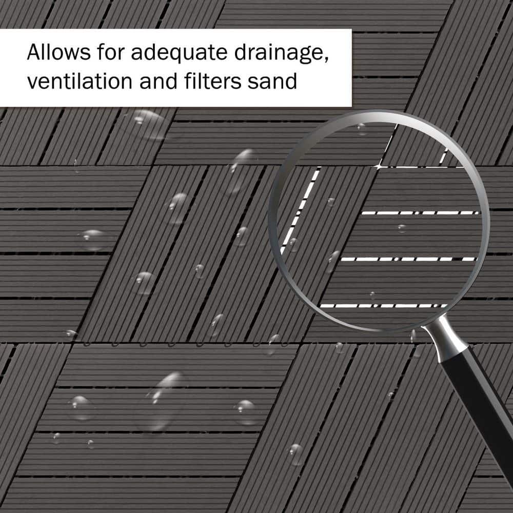 Pure Garden Deck Tiles - 6-Pack Wood Plastic Composite Interlocking Patio Tiles - 5.8SQFT Outdoor Flooring for Balcony, Porch, and Garage by Pure Garden