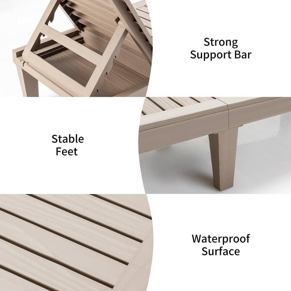 Topcobe Silla Reclinable de Exterior con Respaldo Ajustable en 5 Posiciones, Muebles para Terraza de Piscina, Marrón