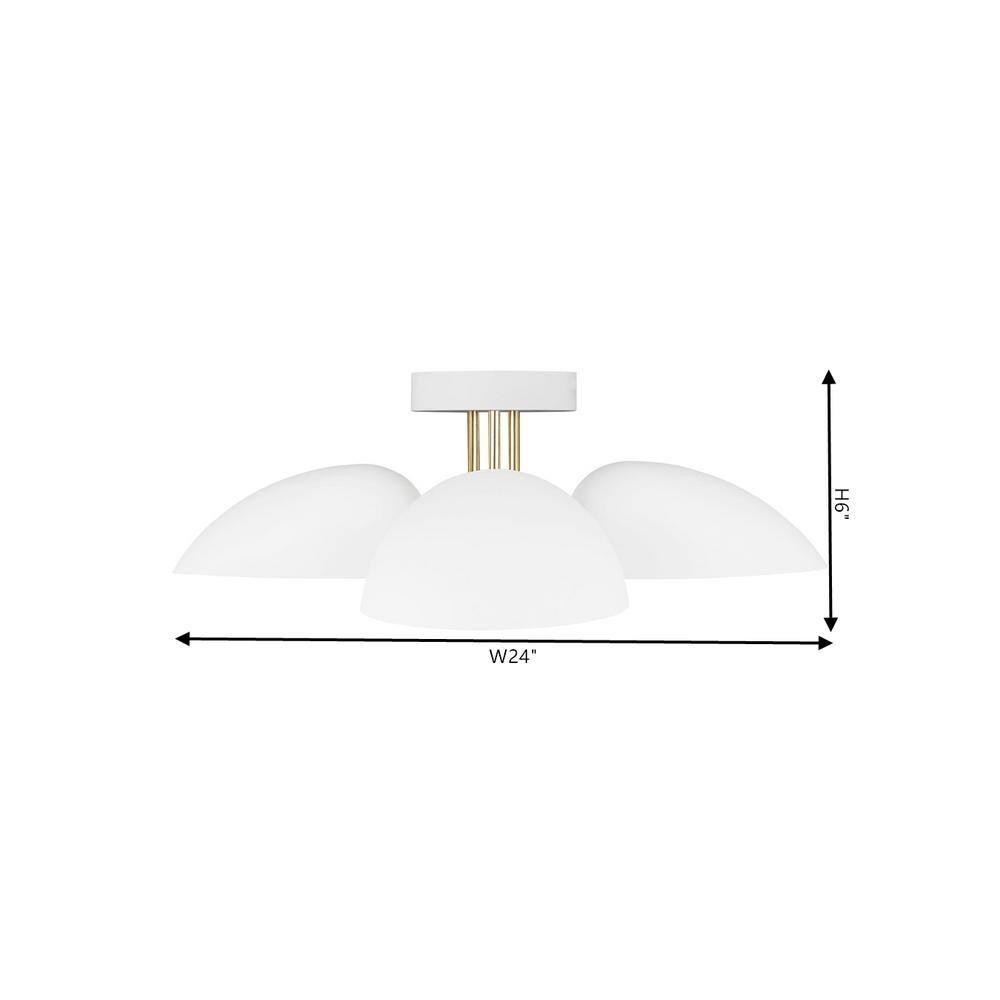Ellen DeGeneres Matte White Brass 3-Light Indoor/Outdoor Bowl Pendant