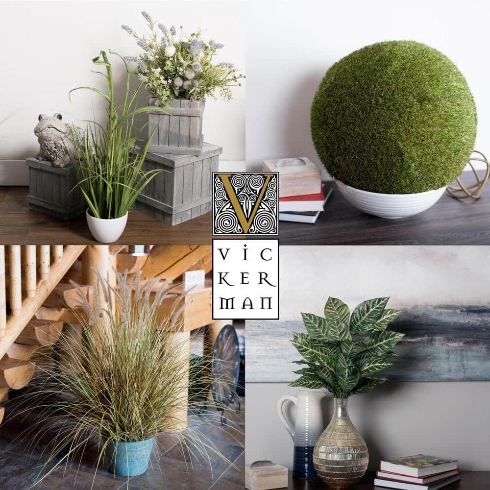 Vickerman 48" Artificial Potted Green Curled Grass. In a 6"Lx6"Wx5"H base.