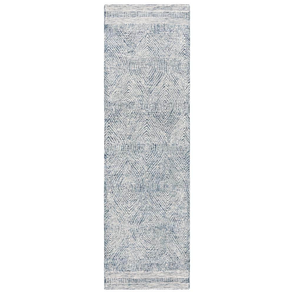 Abstract ABT340 Handmade Indoor Runner - Ivory/Navy - 2'-3"x8' - Safavieh