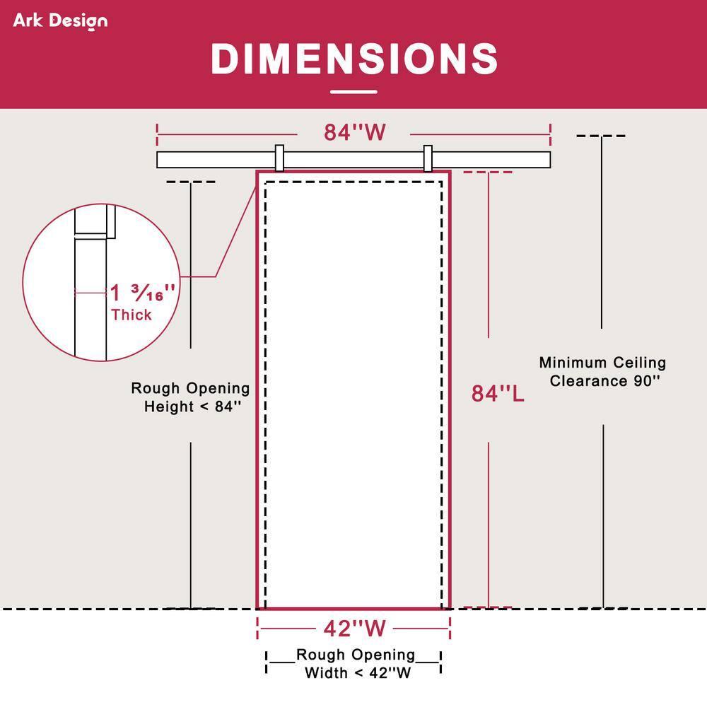 ARK DESIGN 84"H Wood and Primed Bookshelf Style Barn Door with Mounting Hardware Kit