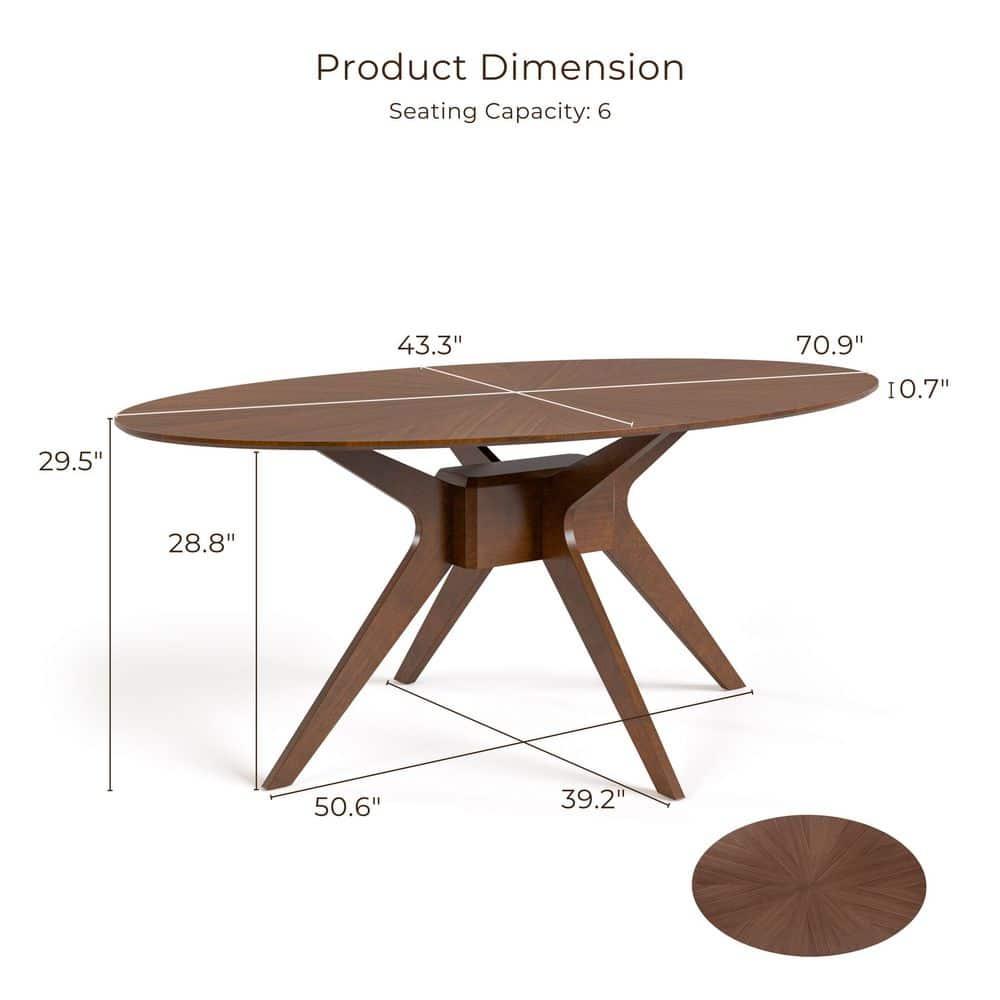 HOMES: Inside + Out 54" Pearlcrest Mid-Century Modern Modern Oval Dining Table Walnut