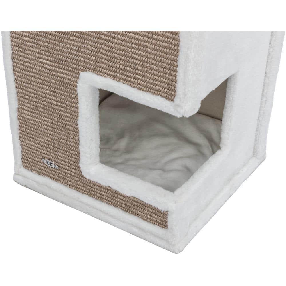 TRIXIE Gerardo Plush & Sisal 3-Story 39.4" Cat Condo Tower with Removable Cushions, Brown-White