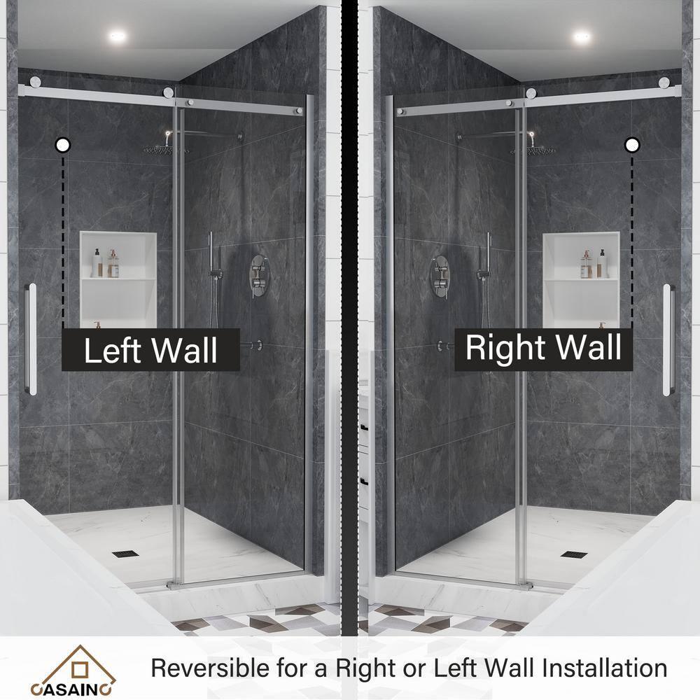 44"-48" W x 76" H Frameless Single Sliding Shower Door with Soft-Closing and Clear Tempered Glass