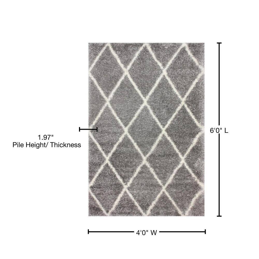 4'x6' Machine Made Diamond Shag Area Rug Ash- nuLOOM: Modern Trellis Design, High Pile, Stain-Resistant, Indoor Use