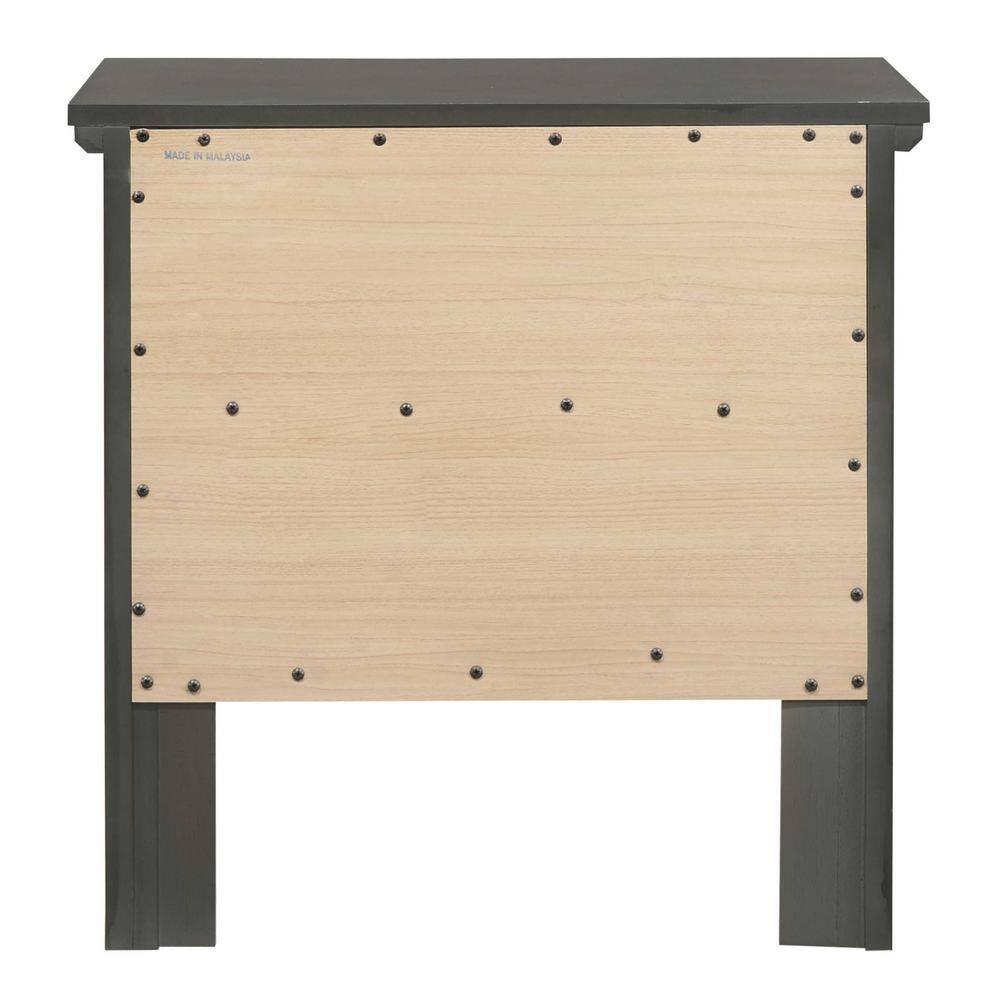 Passion Furniture Primo 2-Drawer Gray Nightstand (24 in. H x 19 in. W x 15.5 in. D)