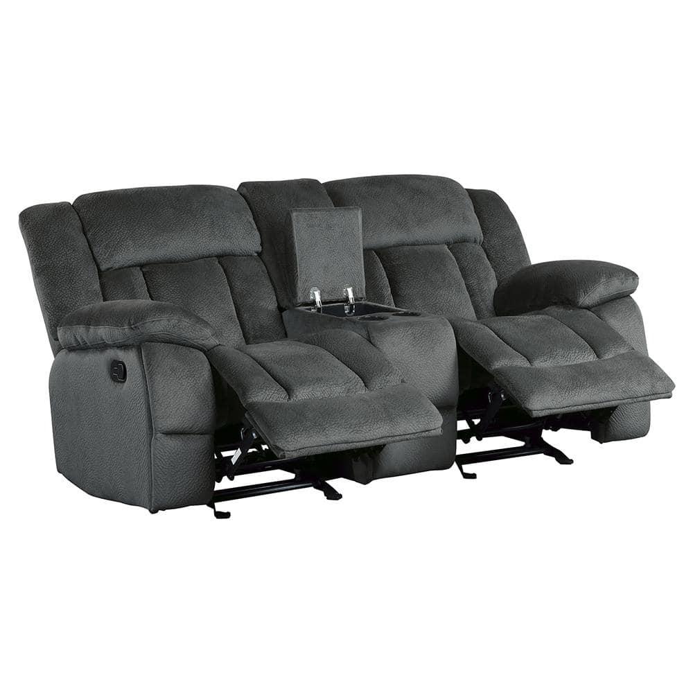 Lexicon Laurelton Microfiber Double Glider Reclining Love Seat in Charcoal