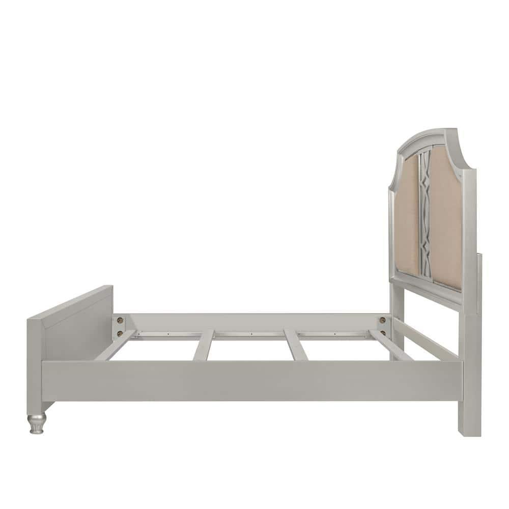 New Classic Furniture Reflections 4-Pc Wood Queen Bedroom Set (B/Dr/Mr/Ch), Silver