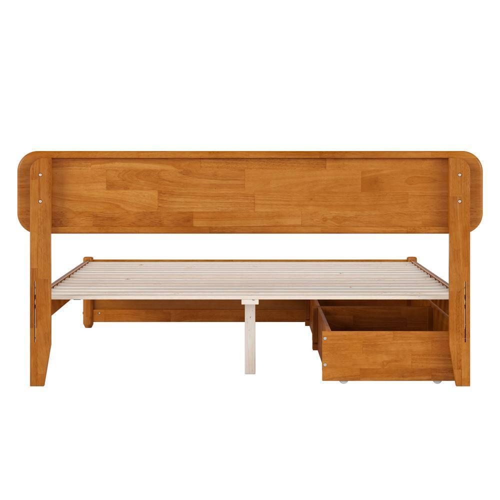 AFI Capri Queen Wood Platform Bed with Panel Footboard and Storage Drawers, Light Toffee