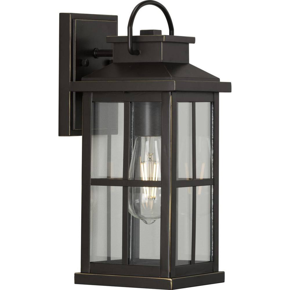 Progress Lighting Williamston 1-Light Antique Bronze Outdoor Wall Lantern with Clear Glass Shade