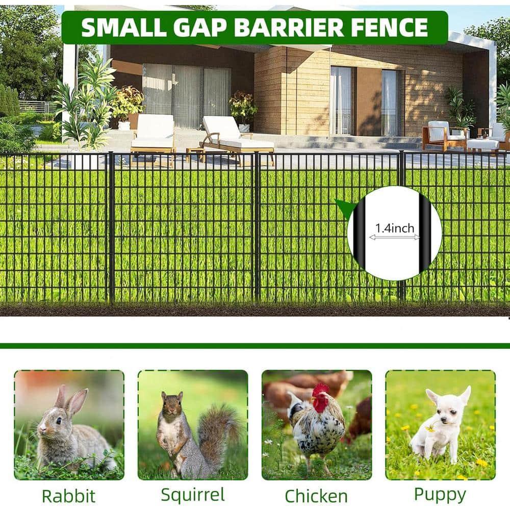 10 Panels Garden Fencing Animal Barrier, 33 in(H) X 24 ft(L) Dog Fence Outdoor for Yard Rustproof No Dig Decorative Tall Garden Fence Metal Wire Panel Border Patio Rabbit Ground Stakes Fencing