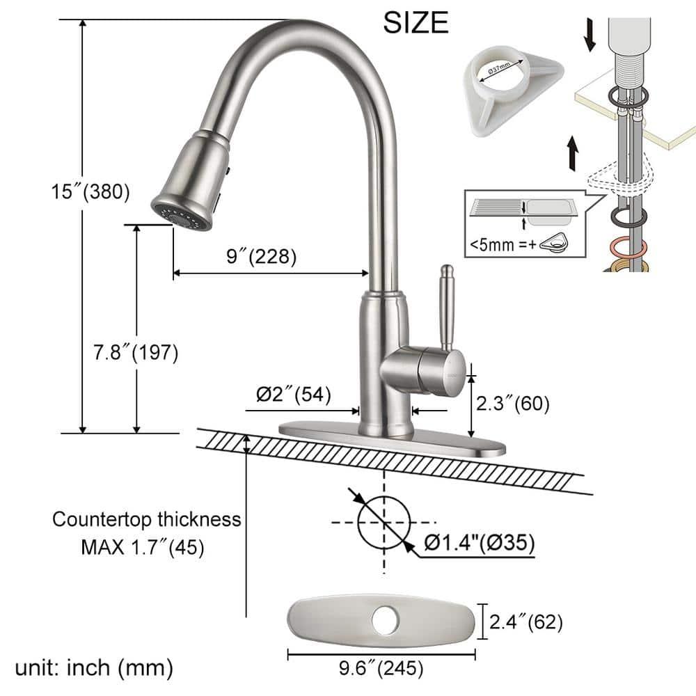 WOWOW 2310101-S-WF WOWOW Pull Down Kitchen Faucet with Soap Dispenser