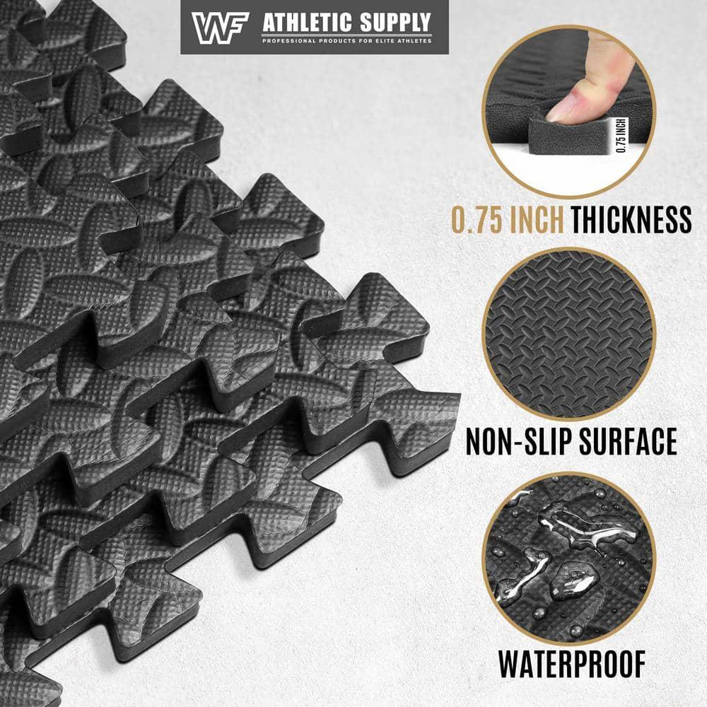 Extra Thick Interlocking Exercise Foam Mats, 3/4-Inch Thickness Gym Flooring Tiles (72 SQ. FT)