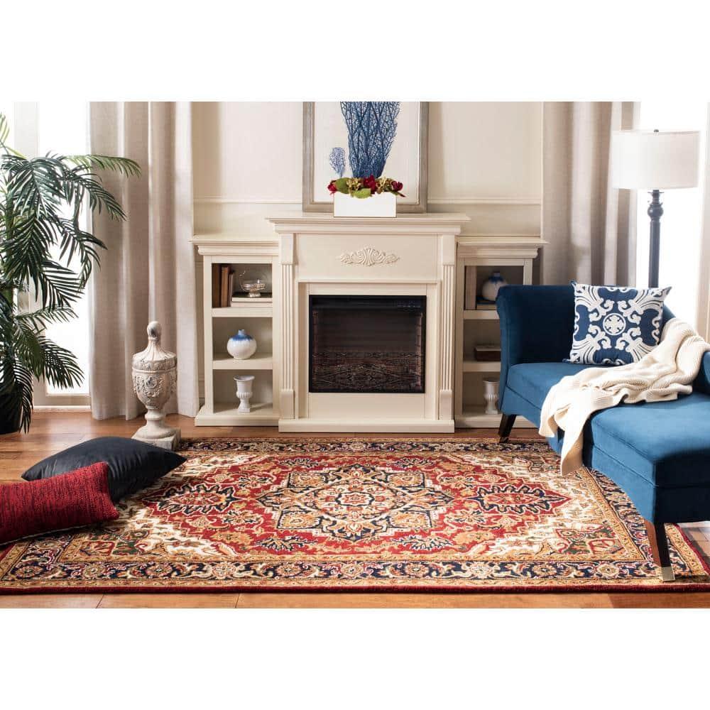 Red and Black Synthetic Tufted 10' x 14' Handmade Oriental Area Rug