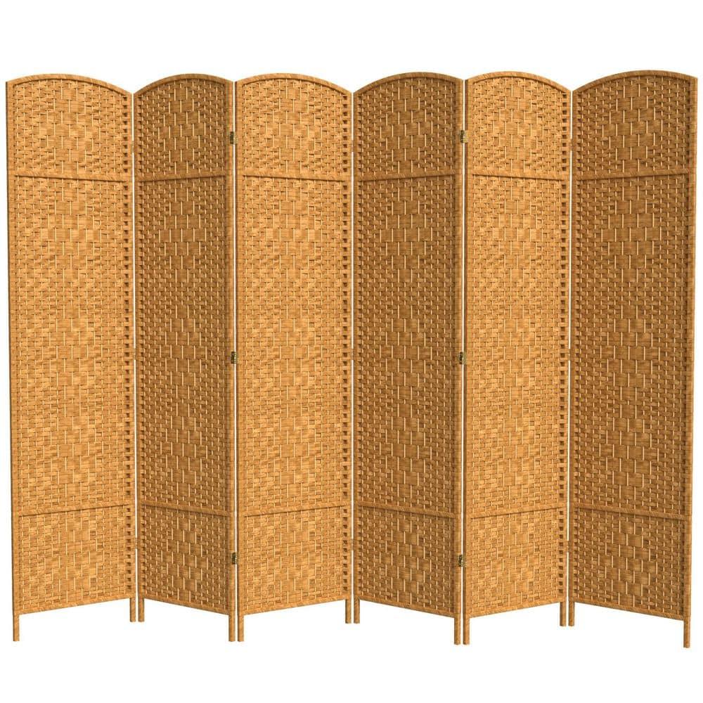 7 ft. Tall Diamond Weave Room Divider - Light Beige (6 Panels)