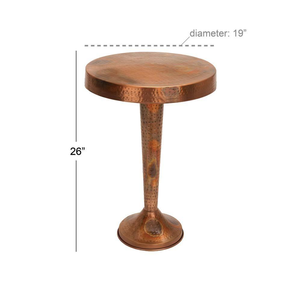 Metal Round Accent Table Tapered Pole Frame Copper - Olivia & May