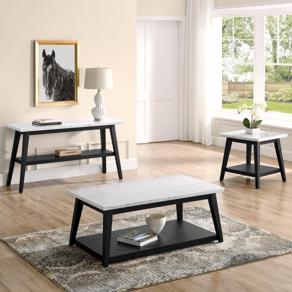 Steve Silver Vida Modern Genuine Marble Top 24" Square End Table, White