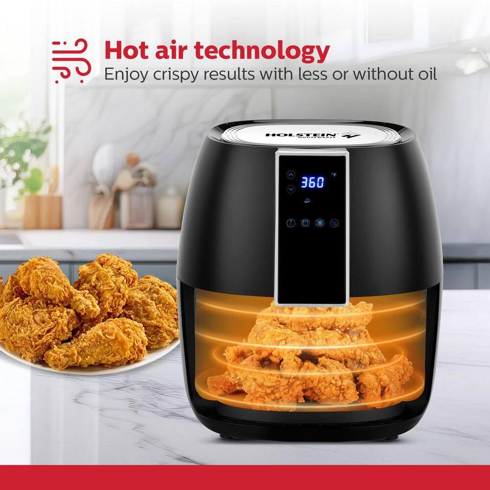 Holstein Housewares - 3.7QT Digital Air Fryer, Black - Convenient and User Friendly with Optimal Control Panel and Seven Cooking Presets