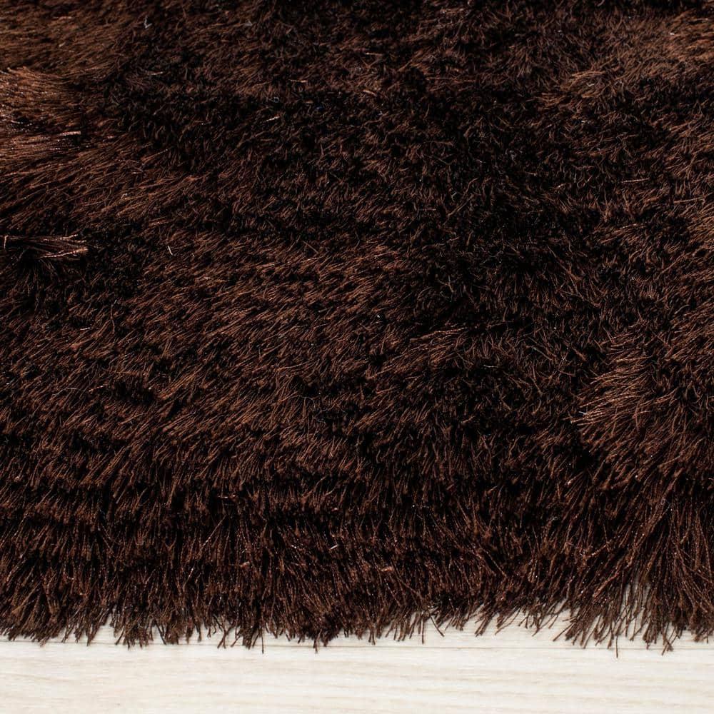 SAFAVIEH Paris Darwin Plush Polyester Shag Area Rug, Chocolate, 5' x 8'
