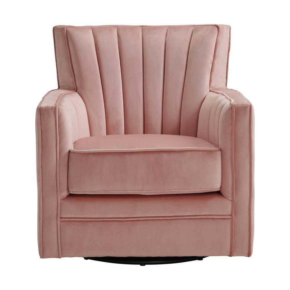 Lawson Swivel Chair Pink - Picket House Furnishings: Upholstered Velvet Accent for Living Room, Foam Filled