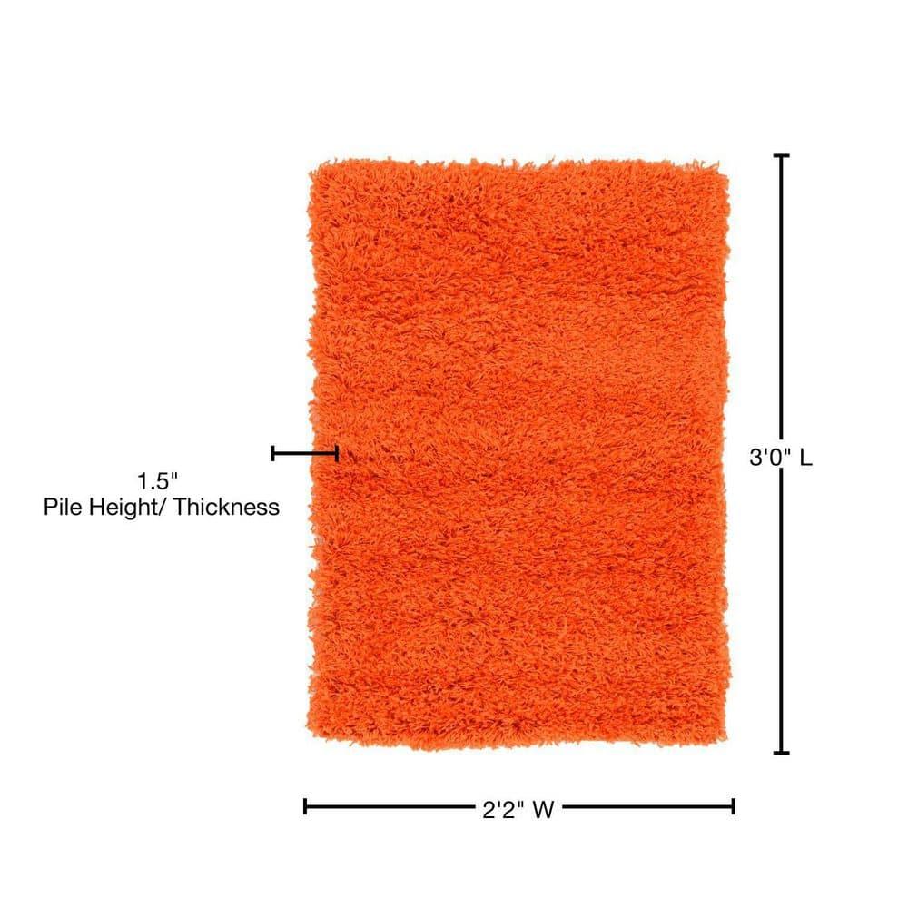 Unique Loom 2' 2 x 3' 1 Solid Shag Tiger Orange Area Rug