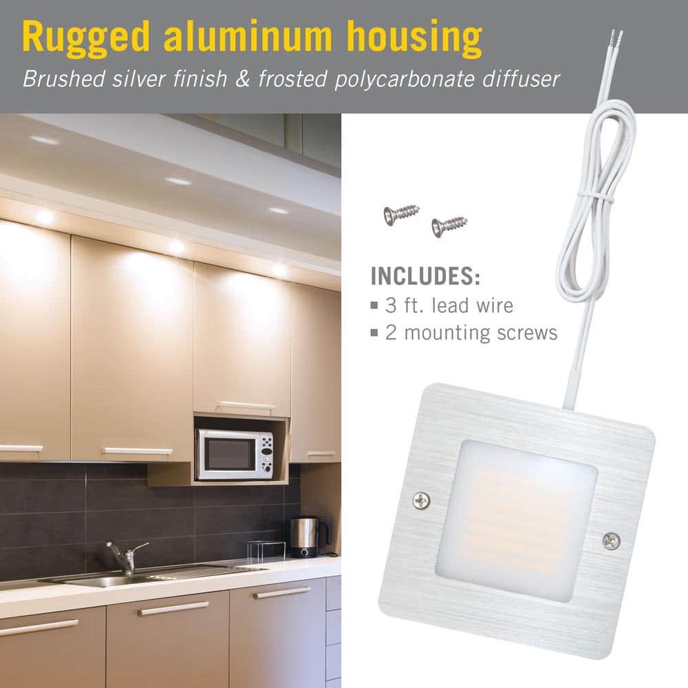 Square Low Profile Under Cabinet LED Puck Light, 3000K