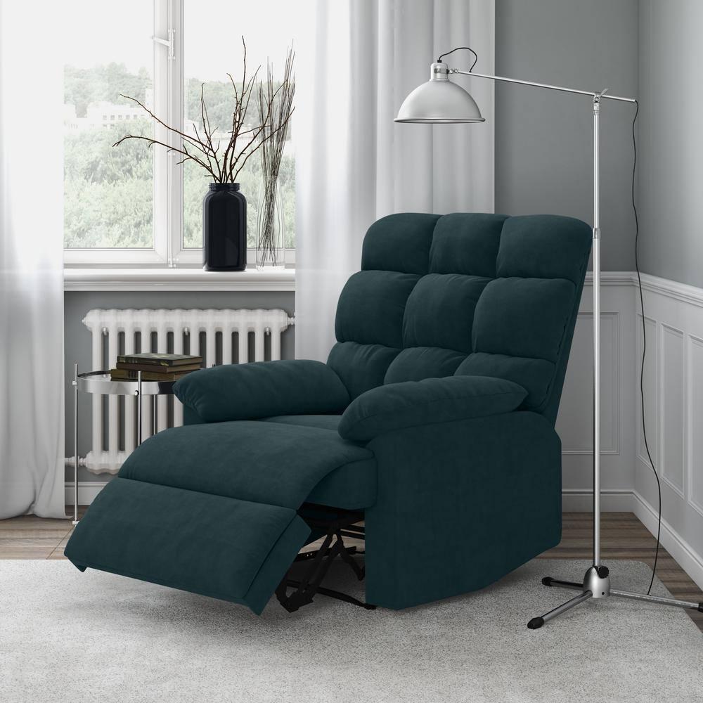 Microfiber Wall Hugger Side Lever Recliner with Padded Arms Blue - Prolounger