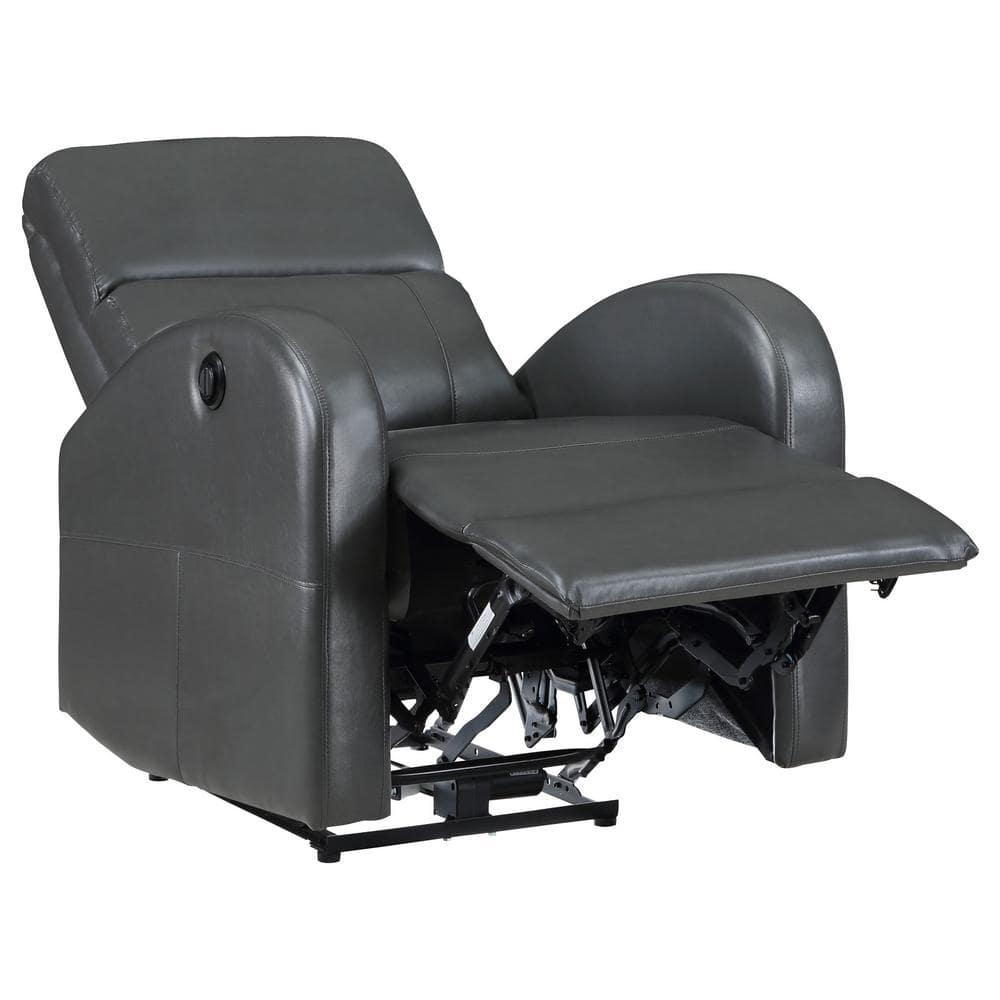 Coaster Grant Faux Leather Upholstered Power Recliner Chair Gray