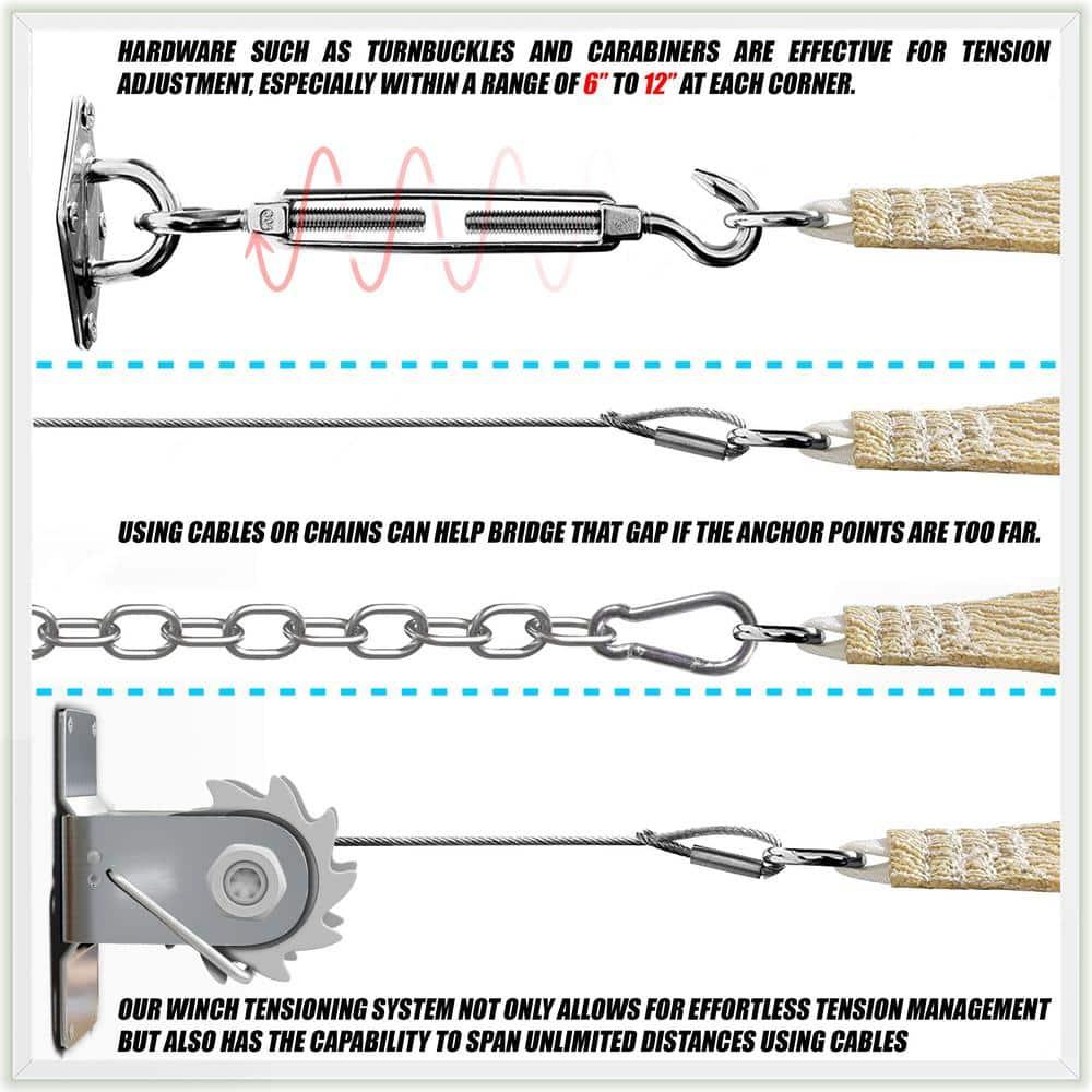 ColourTreeUSA Rectangle Sun Shade Sail with Hardware Kit + Cable Ropes HDPE Mesh Fabric Screen Canopy UV Block 190 GSM 12' x 16' - Brown