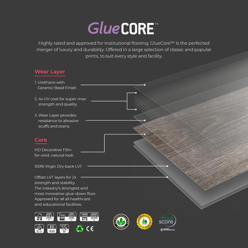 GlueCore Classic 22mil x 12" W x 24" L Glue Down Vinyl Tile Flooring
