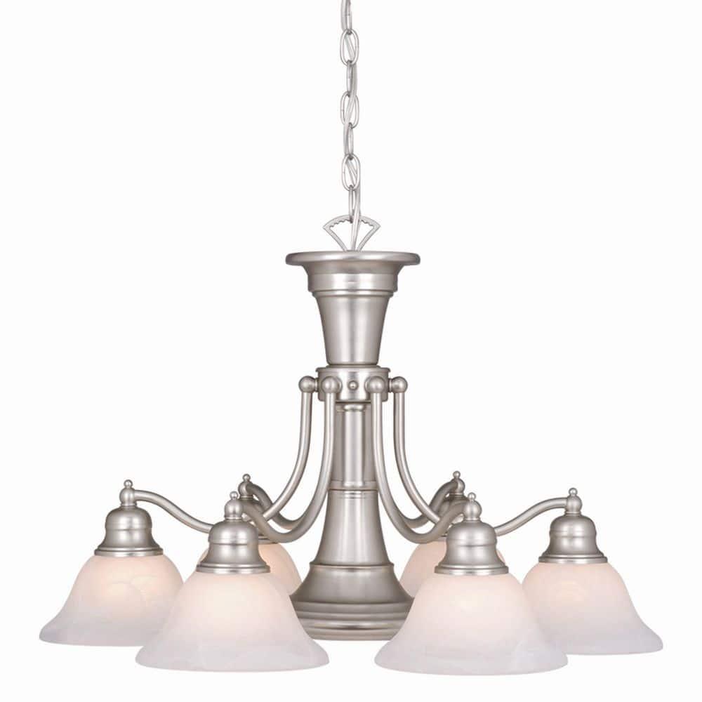 Vaxcel Standford 6 - Light Chandelier in  Brushed Nickel