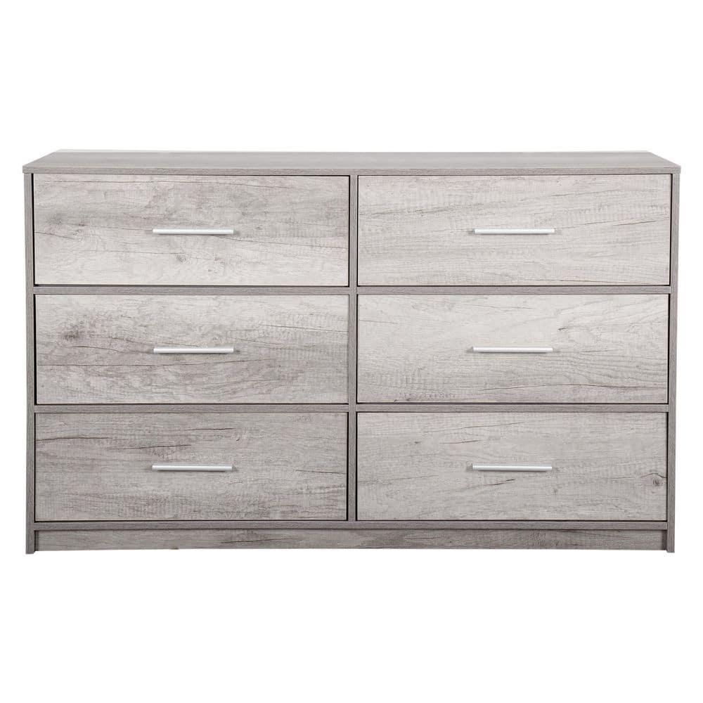 6-Drawer Dresser with Extra Large Fabric Bins, Wood Frame Storage Organizer for Bedroom, Living Room, or Hallway, Versatile Design Doubles as a TV Stand, Ideal for Home Organization, Grey