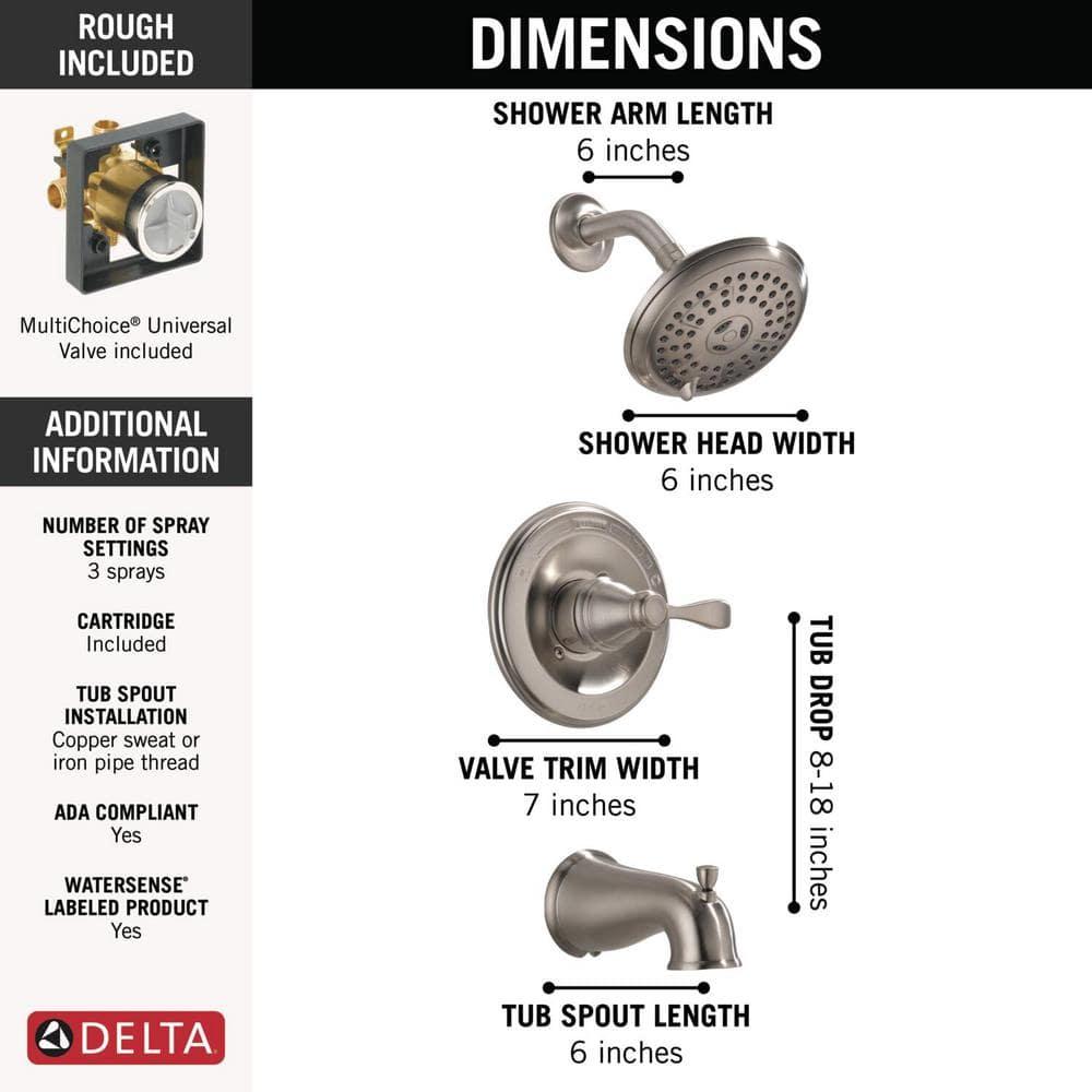 Delta Porter Monitor 1-Handle Brushed Nickel Tub and Shower Faucet