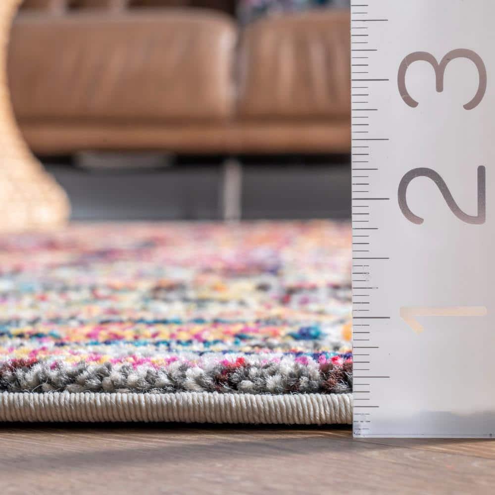 Erline Colorful Bohemian Black and Multicolor Runner Rug
