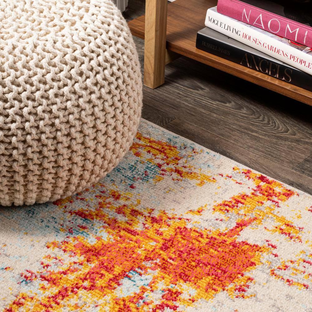 Abstract Orange/Blue/Cream Area Rug