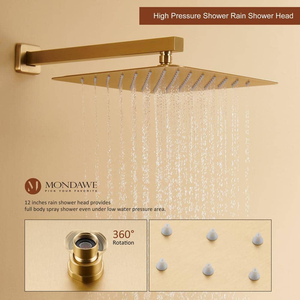 3 Functions Wall Mount Thermostatic Complete Shower System with 6 Body Jets, Rough-in Valve