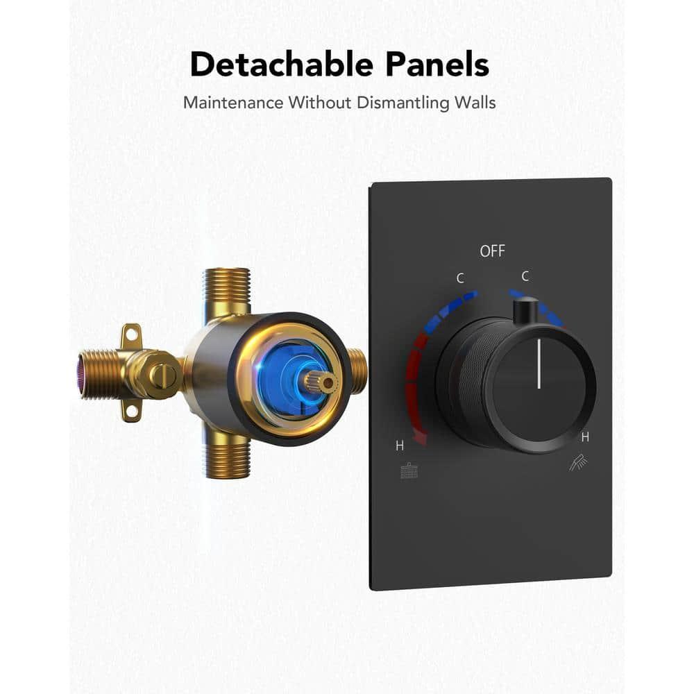 AquaSpa Dual-Function Tub Shower Faucet Set, Shower Trim Kit with Rain Shower Head and Valve