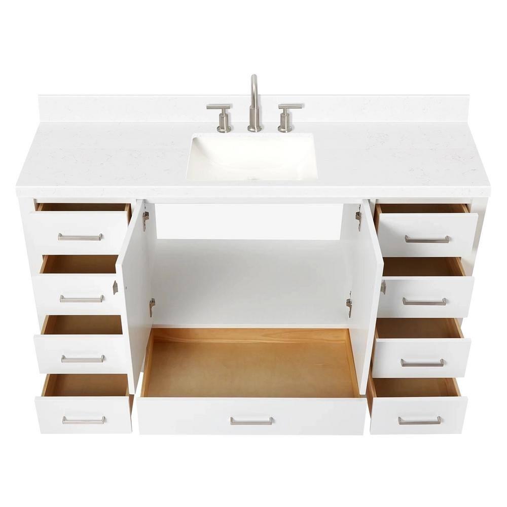 Ariel A060scqrvo Cambridge 60" Free Standing Single Basin Vanity Set - White