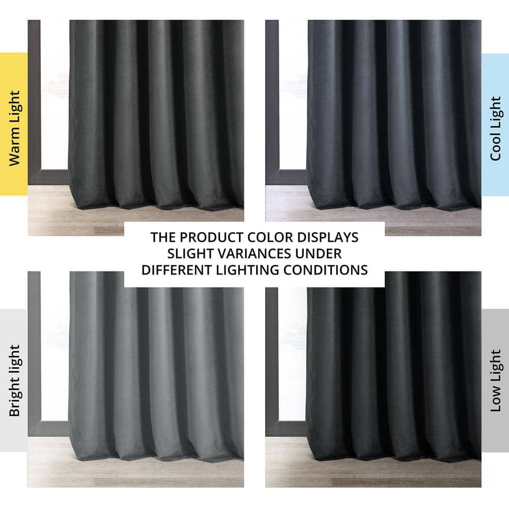 Half Price Drapes Signature Natural Grey Velvet Blackout Curtains For Bedrooms (1 Panel), 50WX 120L