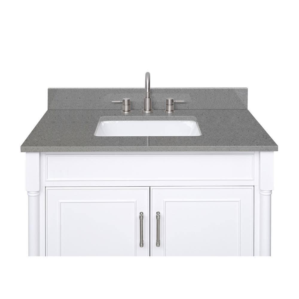 37'' Quartz Single Bathroom Vanity Top with Sink