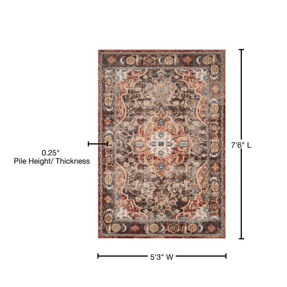 Bijar BIJ648 Power Loomed Indoor Area Rug - Brown/Rust - 5'3"x7'6" - Safavieh