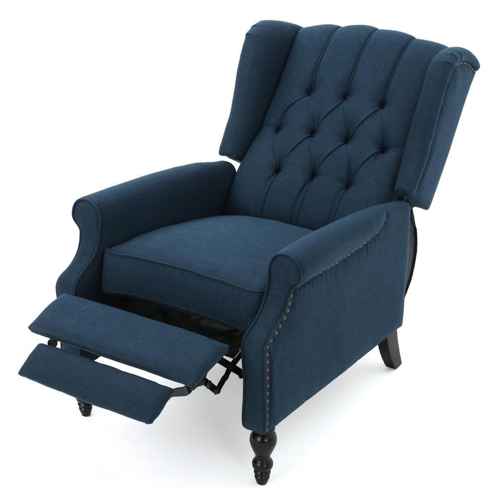 Noble House Walter Fabric Pushback Recliner, Set of 2, Blue