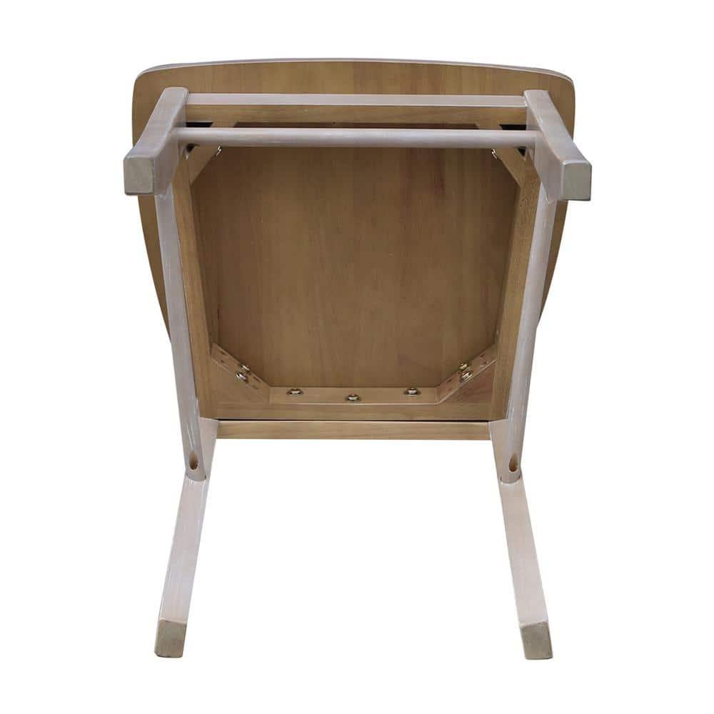 Set of 2 X Back Chairs with Solid Wood Seat Washed Gray/Taupe - International Concepts