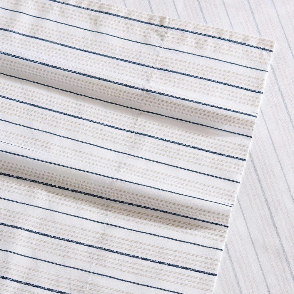 Full Size Sable Heather Cotton Percale Stripe Sheet Set