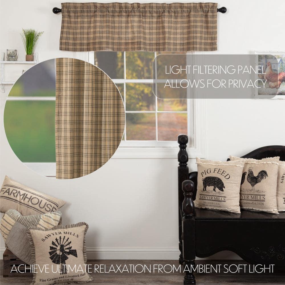 Sawyer Mill Charcoal Plaid Cotton Rod Pocket Valance, 16x60 Inches