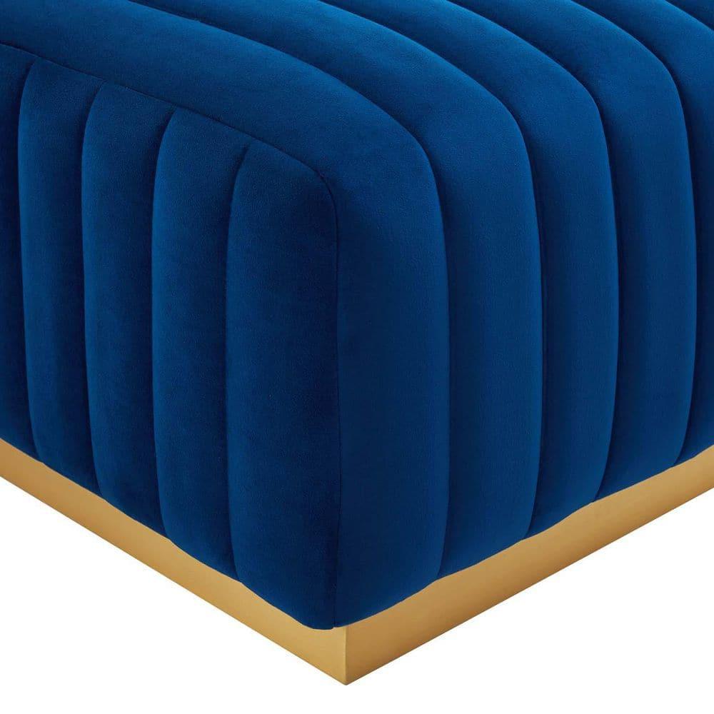 Modway Conjure Channel Tufted Performance Velvet Ottoman in Gold/Navy