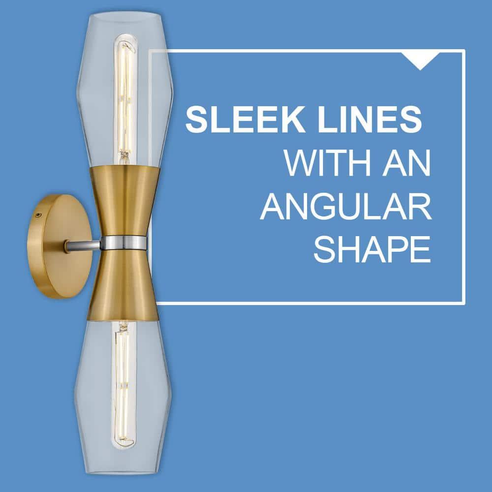 Lark Livie 2-Light Tall Angular Wall Sconce with On/Off Button